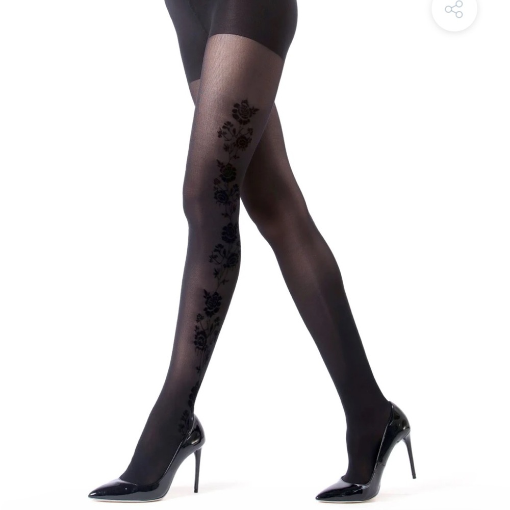 Floral Cascade Opaque Tights M/L